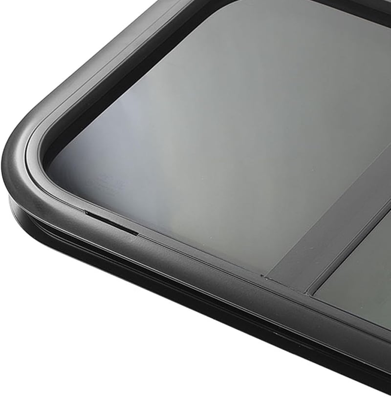 AQXREIGHT 700x300mm Lakóautó Csúszóablak Tempered Glass Fekete Alumínium Kerettel Szúnyoghálóval