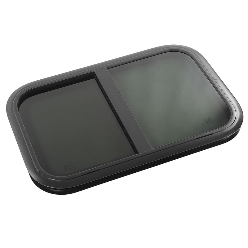 AQXREIGHT 700x300mm Posuvné okno pre obytné autá, tvrdené sklo, čierny hliníkový rám so sieťkou proti hmyzu