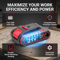 Náhradná lítiová batéria Aramox 21V 1300 mAh, 5-článková s viacnásobnou ochranou pre vŕtačky a píly 3