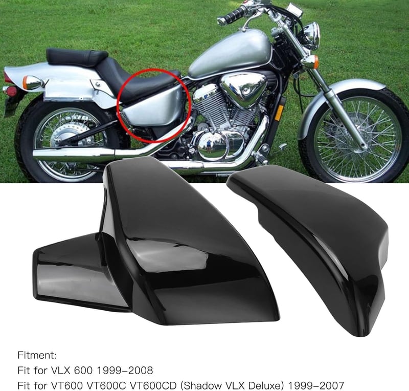 Aramox Akkumulátor Oldalsó Fedél Honda VLX 600 VT 600C Shadow Fekete - Glossy Black