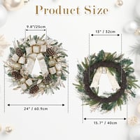 Arborus Karácsonyi Ajtódísz 60 cm Mesterséges Adventi Koszorú Tobozokkal Champagne 2