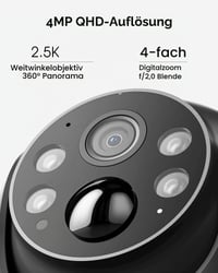 ARCCTV 4MP solárna vonkajšia bezpečnostná kamera, 2,4/5GHz WiFi, batériová, detekcia osôb, farebné nočné videnie, obojsmerný prenos zvuku, vodotesná, sivá 5