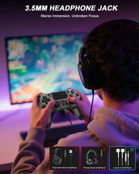 ARCELI Vezeték nélküli Bluetooth PS4 kontroller szürke dupla rezgés érintőpad 3.5 mm jack fejhallgató hat tengely PS4 Slim Pro PC 5