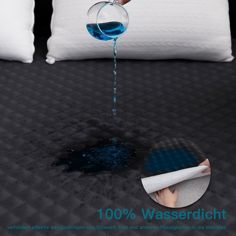 Arcona Vízálló Matracvédő 180x200 cm Sötétszürke Légáteresztő Nedvességvédő Matracfedél Mosható Ágynemű Védelem