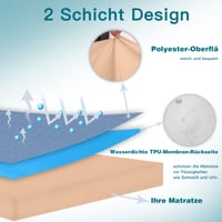 Nepremokavý chránič matraca Arcona 90x200 cm, napínacia plachta, priedušný poťah na matrac, ochrana proti vlhkosti, prateľný, piesková farba 2