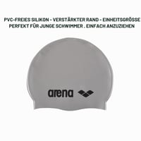 Plavecká čiapka Arena Classic Silicone Jr strieborno-čierna – Unisex silikónová plavecká čiapka pre deti aj dospelých 2