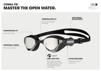 Ochelari de înot pentru triatlon arena Cobra Tri Swipe Mirror, unisex, adulți, lentile oglindă, anti-aburire, protecție UV, 3 punți nazale interschimbabile 2