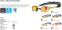 Ochelari de înot pentru competiție ARENA Cobra Ultra Swipe Mirror, unisex, pentru adulți, lentile curbate cu efect oglindă, anti-aburire, protecție UV, 5 punți nazale interschimbabile 7
