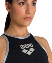 Dámske jednodielne plavky Arena One Big Logo - čierna/strieborná 6