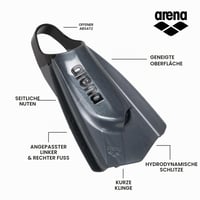 Plavecké plutvy Arena Powerfin Pro II pre dospelých, 100% silikón, krátke tréningové plutvy, čierne, veľkosť 44-45 2