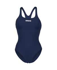 Dámske jednodielne plavky Arena Solid Swim Pro Team – rýchloschnúci materiál MaxLife Eco, odolné voči chlóru, UV ochrana UPF 50+, tmavomodro-biele 4