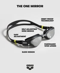 Unisex plavecké okuliare Arena The One Mirror pre dospelých – veľké zrkadlové šošovky, úprava proti zahmlievaniu, UV ochrana, samonastaviteľný nosník 2