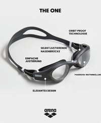 Unisex plavecké okuliare Arena The One pre dospelých – dymovo sivá/čierna 2