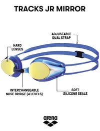 Ochelari de înot pentru copii ARENA Tracks Junior Mirror cu lentile oglindă - protecție UV, tratament anti-aburire, 4 punți nazale interschimbabile, garnitură din silicon 2