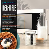 Sklenená odmerka Arendo 350 ml – borosilikátové sklo, bambusové veko, silikónové tesnenie, žiaruvzdorná, vhodná do mikrovlnnej rúry, presná stupnica 5
