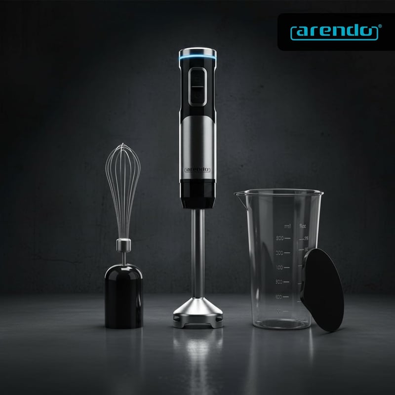 Arendo Akkumulátoros Kézi Mixer 200W Rozsdamentes Acél Turmixbot Habverő Készlet