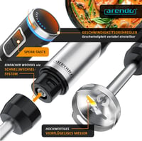 Arendo Akkumulátoros Kézi Mixer 200W Rozsdamentes Acél Turmixbot Habverő Készlet 4