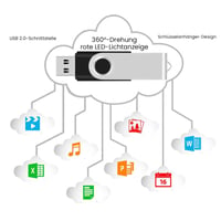 Set 3 stickuri USB AreTop 16GB, pendrive USB 2.0 rotativ la 360°, în 3 culori diferite 6