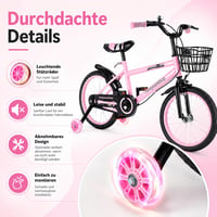 Detský bicykel Areyourshop 18 palcov pre chlapcov a dievčatá, nastaviteľné sedadlo a riadidlá, oceľový rám, dvojitá brzda, odpružené kolesá s výpletom, odnímateľné pomocné kolieska 2