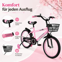 Detský bicykel Areyourshop 18 palcov pre chlapcov a dievčatá, nastaviteľné sedadlo a riadidlá, oceľový rám, dvojitá brzda, odpružené kolesá s výpletom, odnímateľné pomocné kolieska 7