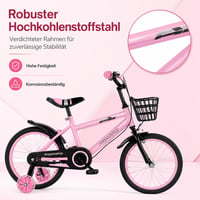 Detský bicykel Areyourshop 18 palcov pre chlapcov a dievčatá, nastaviteľné sedadlo a riadidlá, oceľový rám, dvojitá brzda, odpružené kolesá s výpletom, odnímateľné pomocné kolieska 3