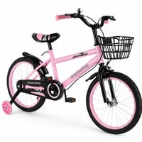 Detský bicykel Areyourshop 18 palcov pre chlapcov a dievčatá, nastaviteľné sedadlo a riadidlá, oceľový rám, dvojitá brzda, odpružené kolesá s výpletom, odnímateľné pomocné kolieska 1