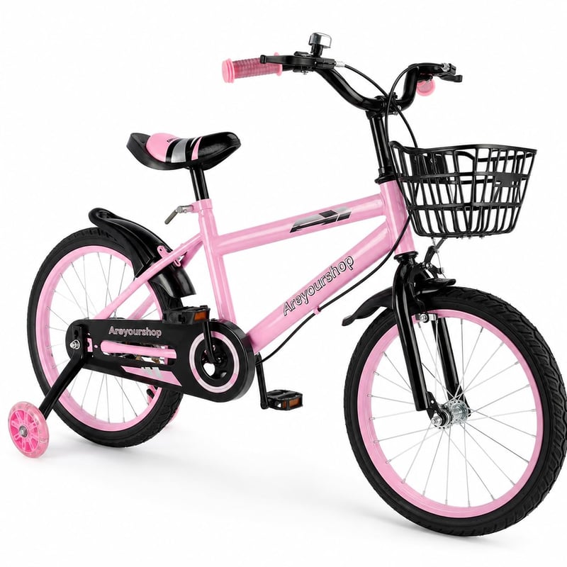 Detský bicykel Areyourshop 18 palcov pre chlapcov a dievčatá, nastaviteľné sedadlo a riadidlá, oceľový rám, dvojitá brzda, odpružené kolesá s výpletom, odnímateľné pomocné kolieska