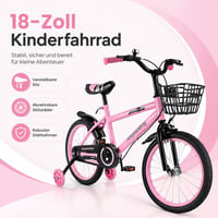 Detský bicykel Areyourshop 18 palcov pre chlapcov a dievčatá, nastaviteľné sedadlo a riadidlá, oceľový rám, dvojitá brzda, odpružené kolesá s výpletom, odnímateľné pomocné kolieska 6