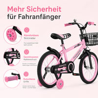 Detský bicykel Areyourshop 18 palcov pre chlapcov a dievčatá, nastaviteľné sedadlo a riadidlá, oceľový rám, dvojitá brzda, odpružené kolesá s výpletom, odnímateľné pomocné kolieska 4