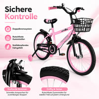 Detský bicykel Areyourshop 18 palcov pre chlapcov a dievčatá, nastaviteľné sedadlo a riadidlá, oceľový rám, dvojitá brzda, odpružené kolesá s výpletom, odnímateľné pomocné kolieska 5