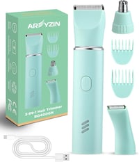 AREYZIN Női Intim Szőrtelenítő 3 Fésűvel - Vízálló Kerámia Trimmer Bikinivonalhoz, Újratölthető, Rózsaszín 7