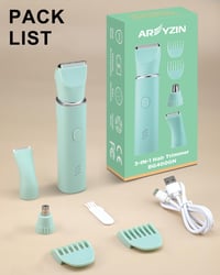 AREYZIN Női Intim Szőrtelenítő 3 Fésűvel - Vízálló Kerámia Trimmer Bikinivonalhoz, Újratölthető, Rózsaszín 6