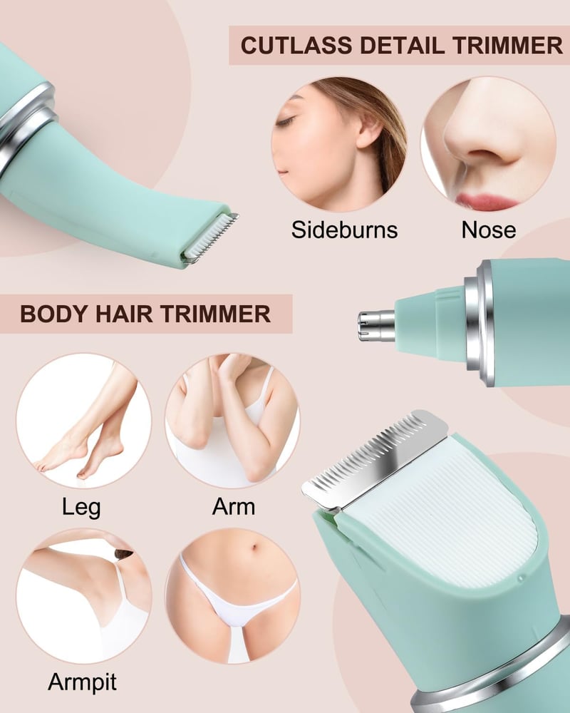 AREYZIN Női Intim Szőrtelenítő 3 Fésűvel - Vízálló Kerámia Trimmer Bikinivonalhoz, Újratölthető, Rózsaszín