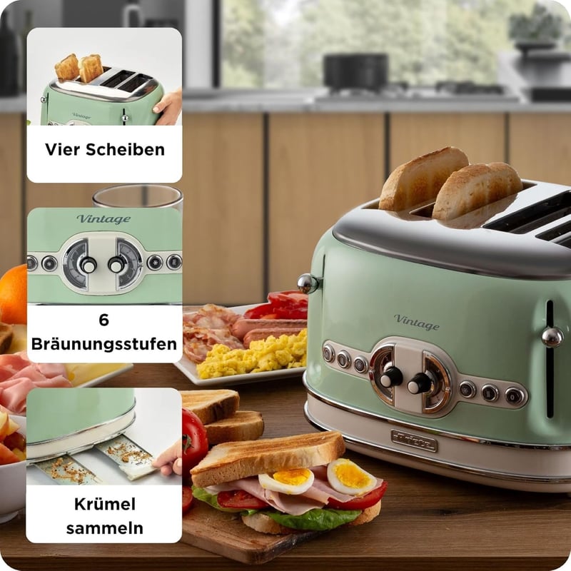 Ariete 156/04 Vintage Négy Szeletes Toaster Zöld