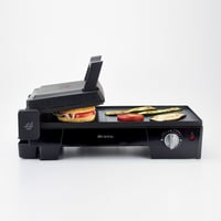 Elektrický gril a barbecue 3 v 1 Ariete 1916 Multi Grill, hladká a vrúbkovaná grilovacia doska, otváranie o 180°, nastaviteľný termostat, 2400 W, čierny 2