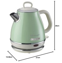 Ariete Vintage 2868 Retro električno kuhalo za vodu - 1 L, 1630 W, bežična baza od 360°, automatsko isključivanje, nehrđajući čelik, zeleno 10