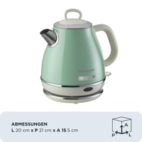 Ariete Vintage 2868 Retro električno kuhalo za vodu - 1 L, 1630 W, bežična baza od 360°, automatsko isključivanje, nehrđajući čelik, zeleno 2