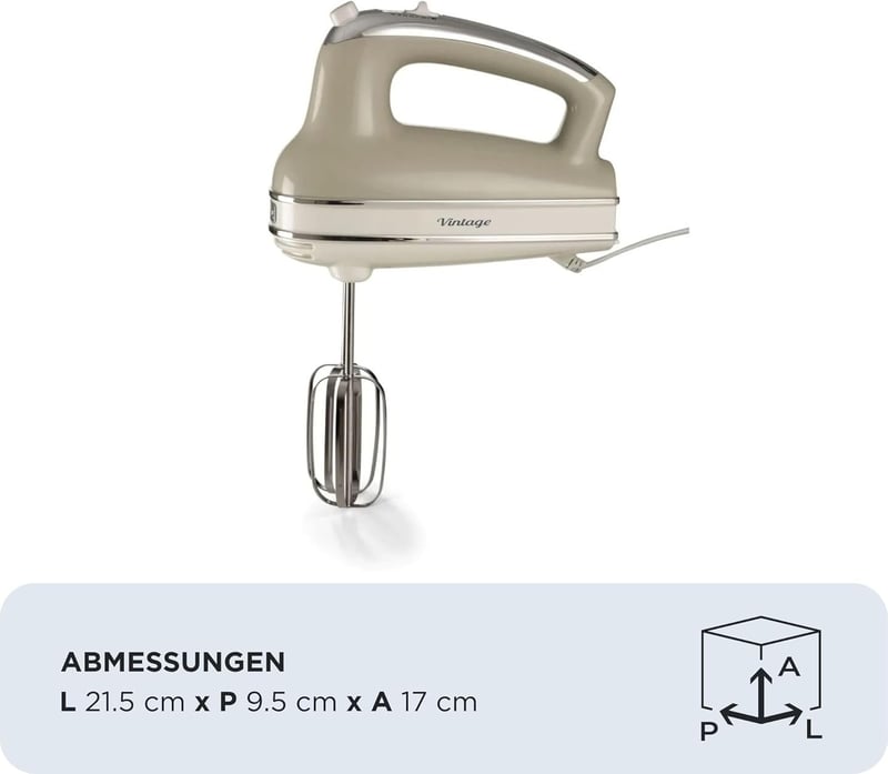 Ariete Vintage kézi mixer 5 fokozat turbó funkcióval, 450W, krém