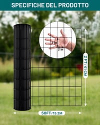 Rolă de gard din plasă de sârmă ARIFARO, 2ft x 50ft, acoperire PVC, 2 mm, zincată la cald, cu ochiuri de 2x3 inci, pentru câini, găini, iepuri și căprioare 2