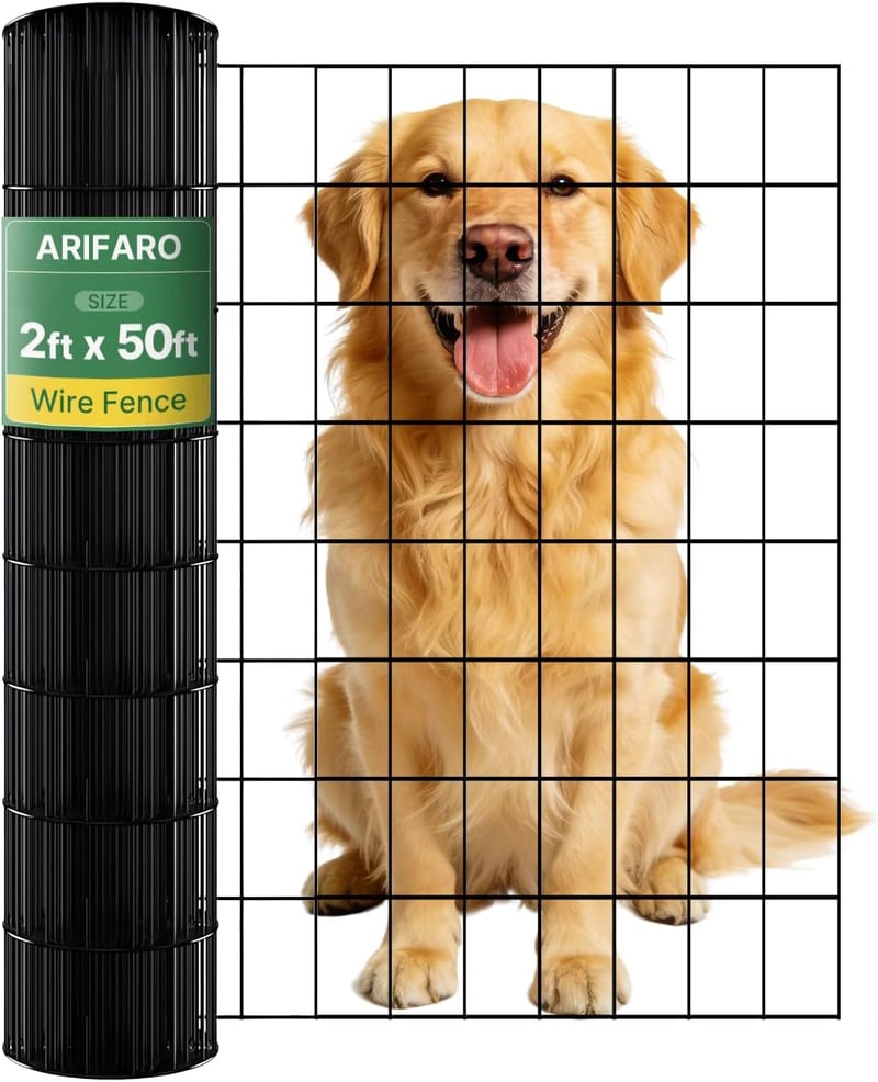Rolă de gard din plasă de sârmă ARIFARO, 2ft x 50ft, acoperire PVC, 2 mm, zincată la cald, cu ochiuri de 2x3 inci, pentru câini, găini, iepuri și căprioare