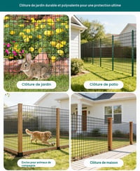 ARIFARO Rolă de gard din plasă de sârmă 1,5 m x 15 m, acoperire PVC 2 mm, ochiuri 5 x 7,5 cm, plasă de sârmă zincată termic pentru câini, găini, iepuri 4