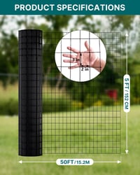ARIFARO Rolă de gard din plasă de sârmă 1,5 m x 15 m, acoperire PVC 2 mm, ochiuri 5 x 7,5 cm, plasă de sârmă zincată termic pentru câini, găini, iepuri 2