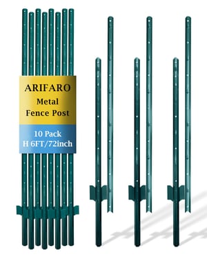 ARIFARO metalni stup za ogradu U-profil 185 cm, pakiranje od 10 komada, za žičanu ogradu