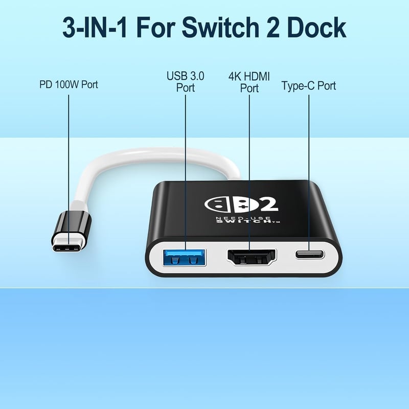 AriKroii Switch 2 dokkoló állvány 4K HDMI USB 3.0 100W töltéssel