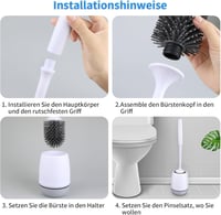 arimepi szilikon WC kefe állvánnyal, fali/padló tartóval, fehér 5