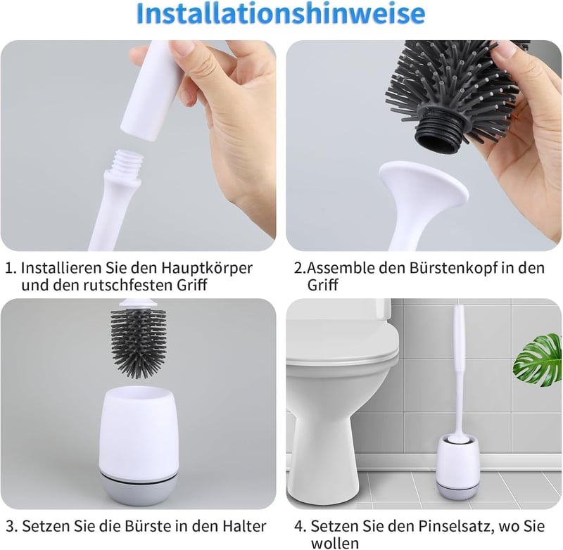 arimepi szilikon WC kefe állvánnyal, fali/padló tartóval, fehér