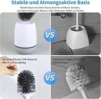 arimepi szilikon WC kefe állvánnyal, fali/padló tartóval, fehér 6