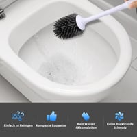 arimepi szilikon WC kefe állvánnyal, fali/padló tartóval, fehér 3