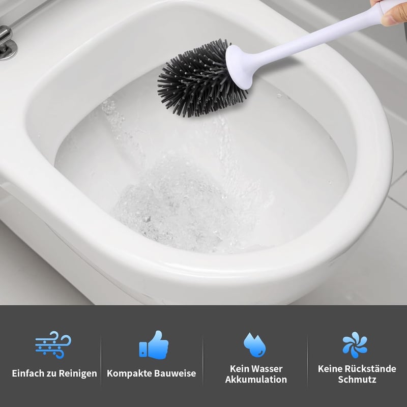 arimepi szilikon WC kefe állvánnyal, fali/padló tartóval, fehér