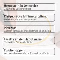 Echer Aristo AR18032B Geodreieck AR1555/2 cu husă de protecție Geocover, 22,5 cm, mâner fix, striații pentru tuș, închidere magnetică 3